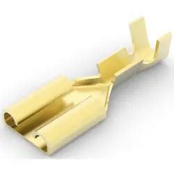 Uninsulated flat plug sleeve, 6.35 x 0.81 mm, 0.32 to 0.82 mm², AWG 22 to 18, brass, 170187-1