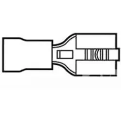 Insulated flat plug sleeve, 6.35 x 0.81 mm, 0.26 to 0.96 mm², AWG 22 to 18, brass, tin-plated, red, 170603-1