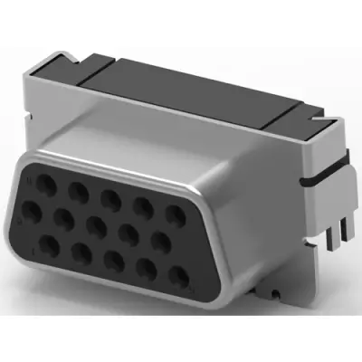 D-Sub socket, 15 pole, high density, angled, solder pin, 1775763-1 - 1