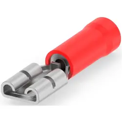 Insulated flat plug sleeve, 4.75 x 0.81 mm, 0.26 to 0.96 mm², AWG 22 to 18, brass, tin-plated, red, 184267-1