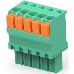 PCB terminal, 5 pole, pitch 3.5 mm, AWG 30-14, 9 A, push-in spring connection, green, 1986693-5