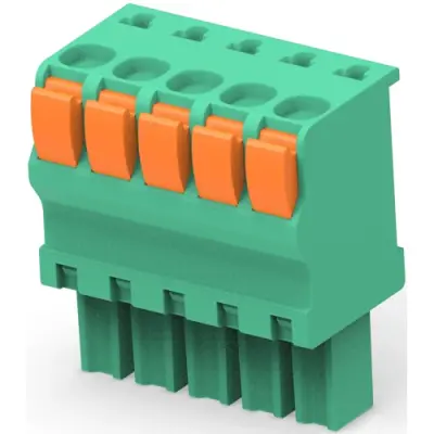 PCB terminal, 5 pole, pitch 3.81 mm, AWG 30-14, 9 A, push-in spring connection, green, 1986722-5 - 1