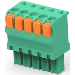 PCB terminal, 5 pole, pitch 3.81 mm, AWG 30-14, 9 A, push-in spring connection, green, 1986722-5