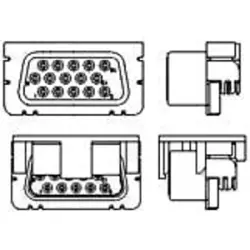 D-Sub socket, 15 pole, high density, angled, solder pin, 2041127-1