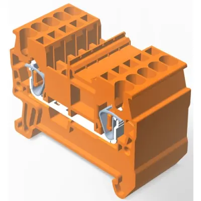 Spring terminal block, quick connection, 0.08-1.5 mm², 1 pole, 15 A, 6 kV, orange, 2271552-3 - 1