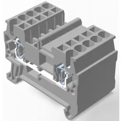 Terminal block, quick connection, 0.08-2.5 mm², 1 pole, 20 A, 8 kV, gray, 2271555-1 - 1
