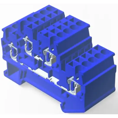 Spring terminal block, quick connection, 0.08-2.5 mm², 2 pole, 20 A, 6 kV, blue, 2271558-2 - 1