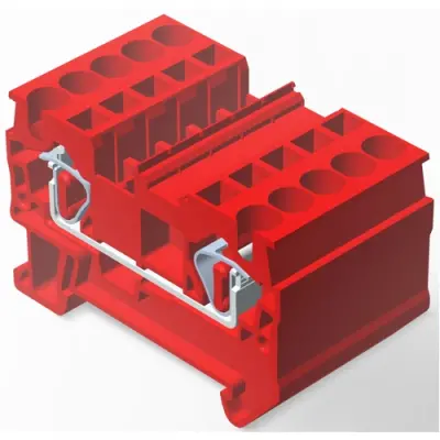 Spring terminal block, quick connection, 0.08-4.0 mm², 1 pole, 30 A, 8 kV, red, 2271559-4 - 1