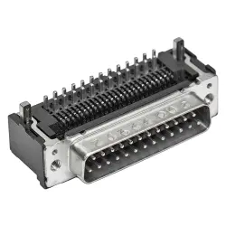 D-Sub plug, 15 pole, standard, angled, press-in connection, 3-1393481-3