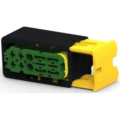 Socket, 6 pole, straight, 2 rows, green, 3-2299782-2 - 1