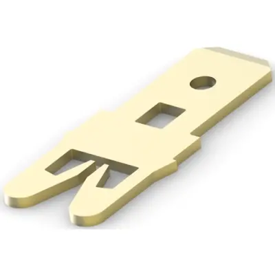 Uninsulated flat plug sleeve, 6.35 x 0.64 mm, 0.81 to 2.06 mm², AWG 20 to 12, brass, 4-1601115-1 - 1