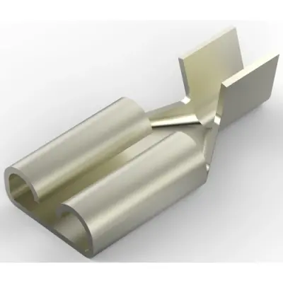 Uninsulated flat plug sleeve, 4.75 x 0.51 mm, 0.51 to 1.31 mm², AWG 20 to 16, steel, nickel-plated, 42373-3 - 1