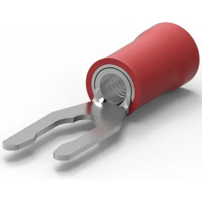 Insulated forked cable lug, 0.3-1.42 mm², AWG 22 to 16, 3.51 mm, M3.5, red, 52409-2 - 1