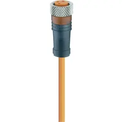 Sensor actuator cable, M8-cable socket, straight to open end, 4 pole, 5 m, PVC, orange, 4 A, 11301