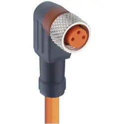 Sensor actuator cable, M8-cable socket, angled to open end, 3 pole, 10 m, PVC, orange, 4 A, 11323