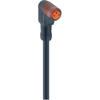 Sensor actuator cable, M8-cable socket, angled to open end, 3 pole, 2 m, PUR, black, 4 A, 13169 - 1