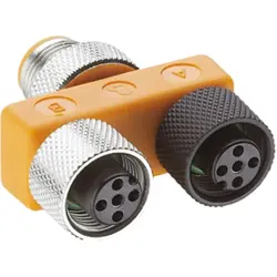 Adapter, 2 x M12 (3 pole, socket) to M12 (3 pole, plug), T-shape, 11122