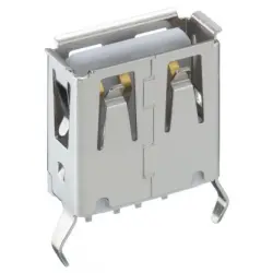 USB-A socket, 4 pole, USB 2.0, PCB connection, 2410 11