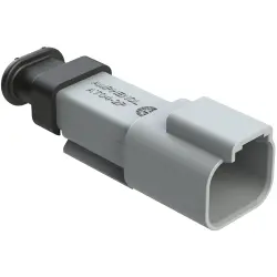 Connector, Housing, pin, male, 2 pole, extended strain relief, AT04-2P-SR01GRY