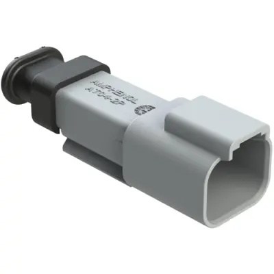 Connector, Housing, pin, male, 2 pole, extended strain relief, AT04-2P-SR01GRY - 1