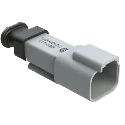 Connector, Housing, pin, male, 2 pole, extended strain relief, AT04-2P-SR02GRY