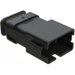 Plug, 12 pole, straight, 2 rows, black, AT04-12PA-SR2BK