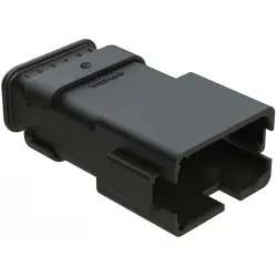 Plug, 12 pole, straight, 2 rows, black, AT04-12PB-SR2BK