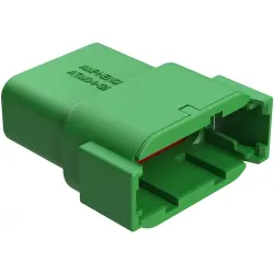 Plug, 12 pole, straight, 2 rows, green, ATM04-12PC