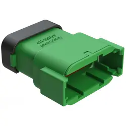 Plug, 12 pole, straight, 2 rows, green, ATM04-12PC-SF1GN