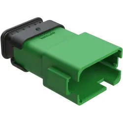 Plug, 12 pole, straight, 2 rows, green, AT04-12PC-SR2GN