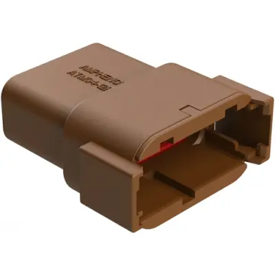 Plug, 12 pole, straight, 2 rows, brown, ATM04-12PD - 1