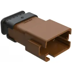 Plug, 12 pole, straight, 2 rows, brown, AT04-12PD-SRBR