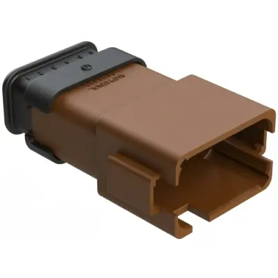 Plug, 12 pole, straight, 2 rows, brown, AT04-12PD-SRBR - 1