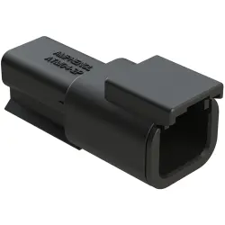 Plug, 2 pole, straight, 1 row, black, ATM04-2P-BLK