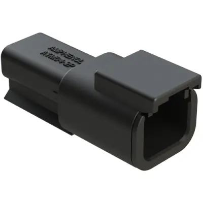 Plug, 2 pole, straight, 1 row, black, ATM04-2P-BLK - 1