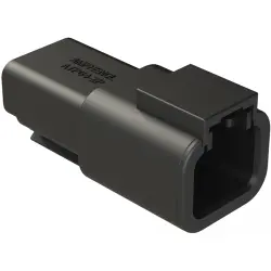 Plug, 2 pole, straight, 1 row, black, ATP04-2P-BLK