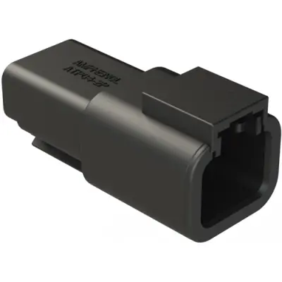 Plug, 2 pole, straight, 1 row, black, ATP04-2P-BLK - 1