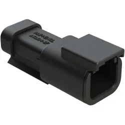 Plug, 2 pole, straight, 1 row, black, ATM04-2P-EC01BK
