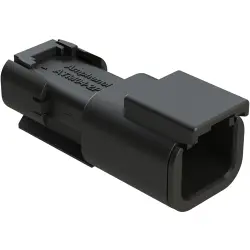Plug, 2 pole, straight, 1 row, black, ATM04-2P-SF01BLK