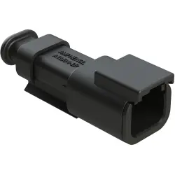 Plug, 2 pole, straight, 1 row, black, ATM04-2P-SR01BK