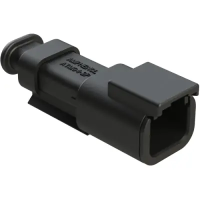 Plug, 2 pole, straight, 1 row, black, ATM04-2P-SR01BK - 1