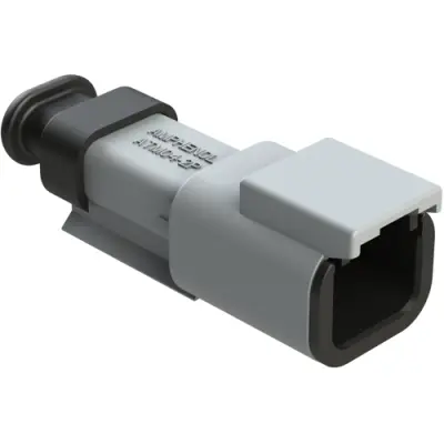 Plug, 2 pole, straight, 1 row, gray, ATM04-2P-SR01GY - 1