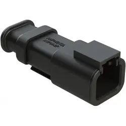 Plug, 2 pole, straight, 1 row, black, ATP04-2P-SR02BK