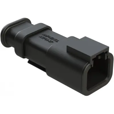 Plug, 2 pole, straight, 1 row, black, ATP04-2P-SR02BK - 1