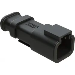 Plug, 2 pole, straight, 1 row, black, ATP04-2P-SR01BK