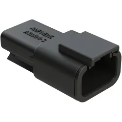 Plug, 3 pole, straight, 1 row, black, ATM04-3P-BLK