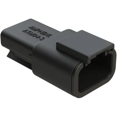 Plug, 3 pole, straight, 1 row, black, ATM04-3P-BLK - 1