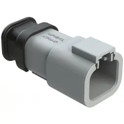 Plug, 4 pole, straight, 2 rows, gray, ATP04-4P-SR02