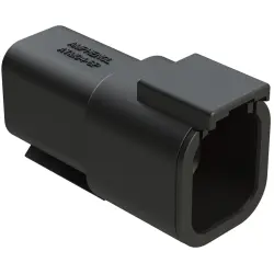 Plug, 6 pole, straight, 2 rows, black, ATM04-6P-BLK