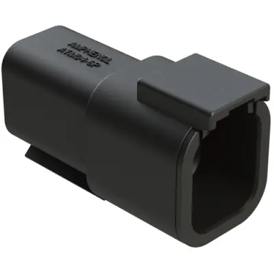 Plug, 6 pole, straight, 2 rows, black, ATM04-6P-BLK - 1